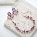 Rose gold earrings with lilac and purple crystals - SAWYER - Treasures by Agnes