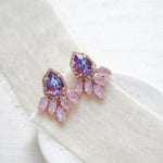 Rose gold earrings with lilac and purple crystals - SAWYER - Treasures by Agnes