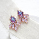 Rose gold earrings with lilac and purple crystals - SAWYER - Treasures by Agnes