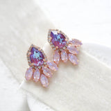 Rose gold earrings with lilac and purple crystals - SAWYER - Treasures by Agnes