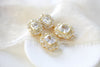 Rose gold Emerald cut Cubic Zirconia Bridal earrings - MAYA - Treasures by Agnes