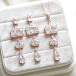 Rose gold emerald cut pendant necklace - ADELINE - Treasures by Agnes
