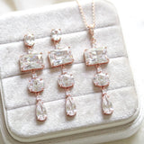 Rose gold emerald cut pendant necklace - ADELINE - Treasures by Agnes