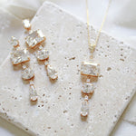 Rose gold emerald cut pendant necklace - ADELINE - Treasures by Agnes