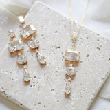 Rose gold emerald cut pendant necklace - ADELINE - Treasures by Agnes
