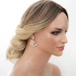 Rose gold Floral Bridal earrings with White opal crystals - EVA - Treasures by Agnes