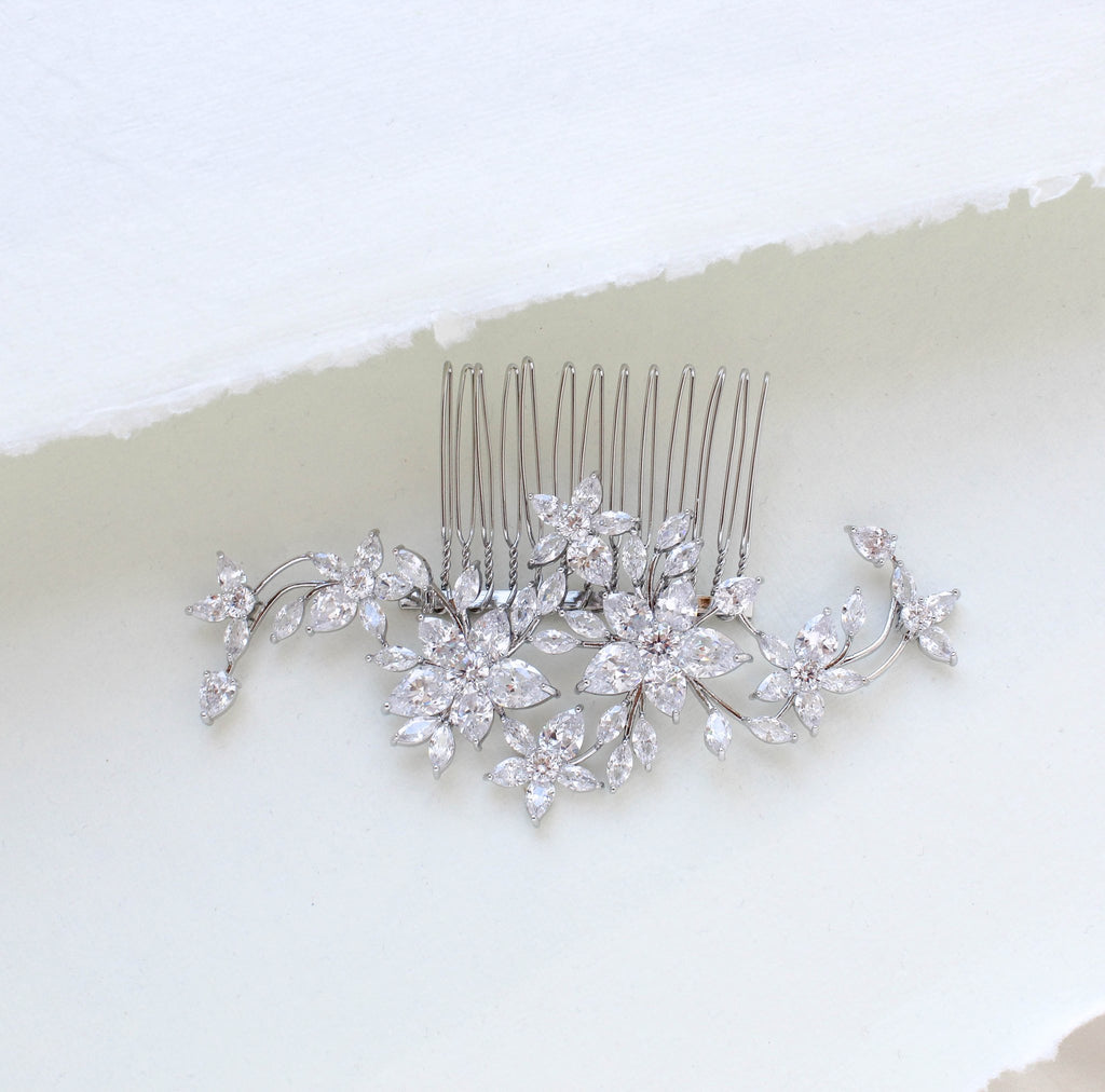 Rose gold floral bridal hair comb - LILY - Treasures by Agnes