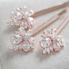 Rose gold floral bridal hair pins - EMILIA - Treasures by Agnes