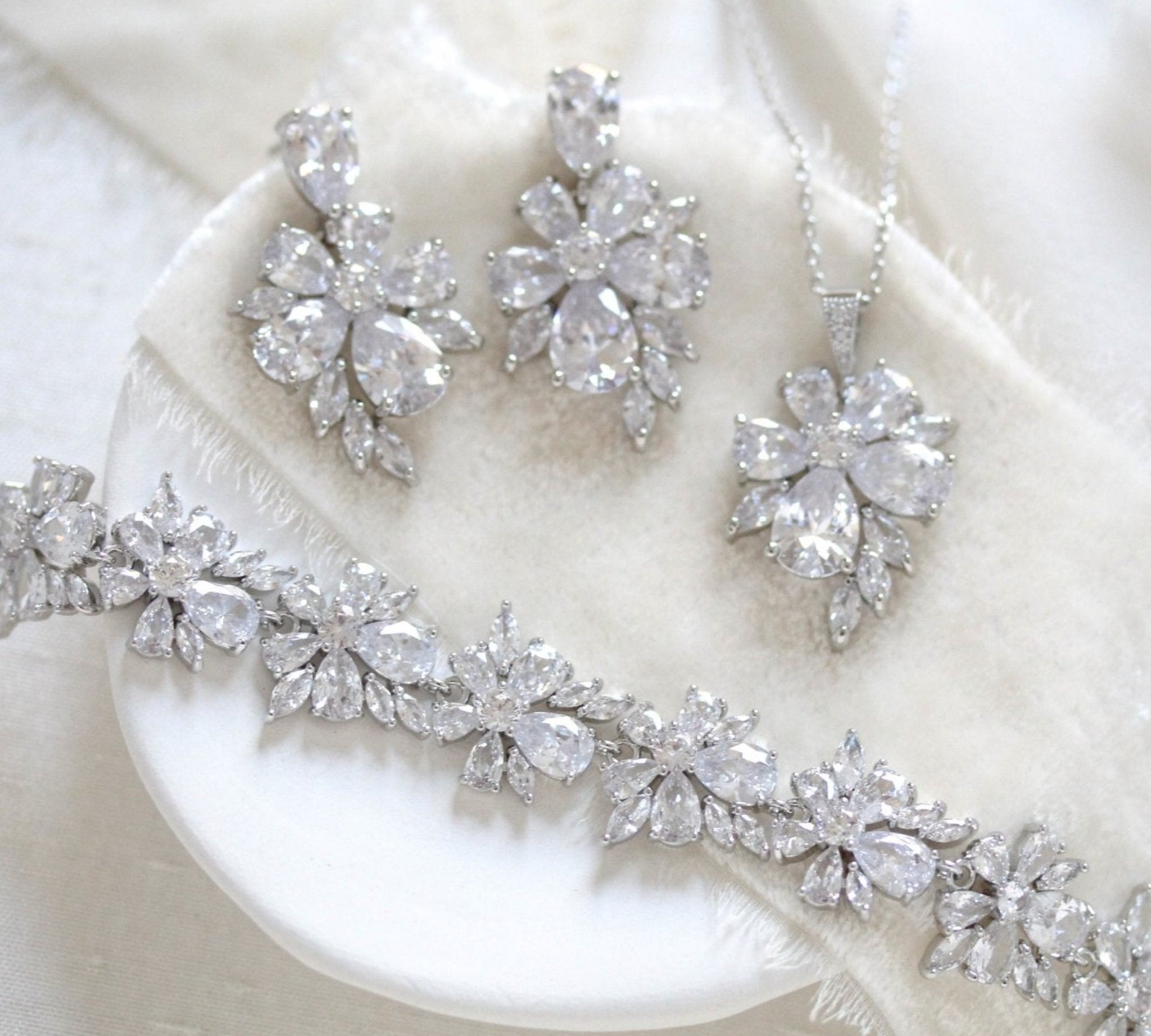 Rose gold floral cubic zirconia bridal jewelry - EMILIA - Treasures by Agnes