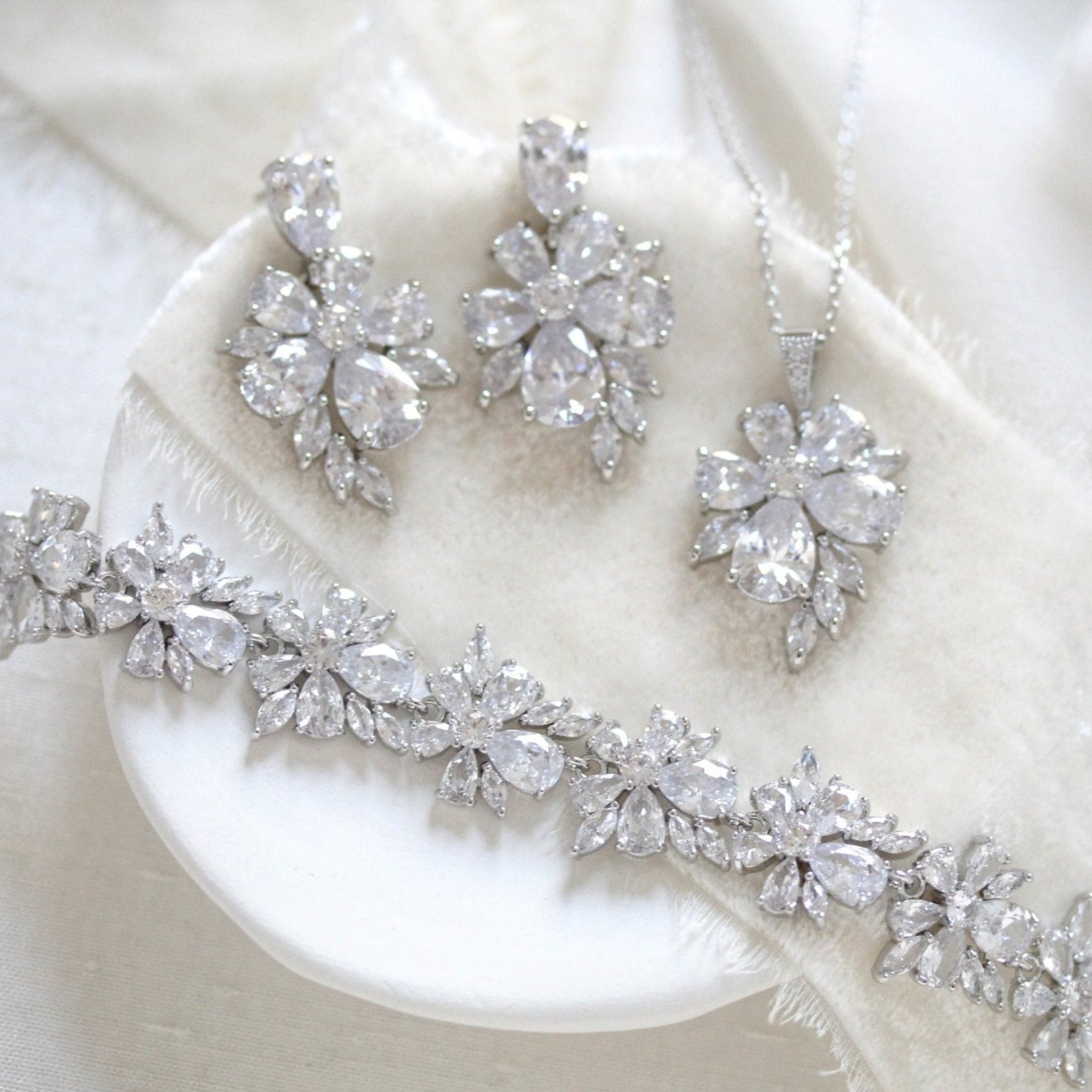 Rose gold floral cubic zirconia bridal jewelry - EMILIA - Treasures by Agnes