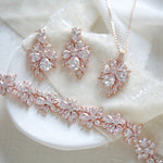 Rose gold floral cubic zirconia bridal jewelry - EMILIA - Treasures by Agnes
