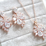 Rose gold floral cubic zirconia bridal jewelry - EMILIA - Treasures by Agnes