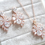 Rose gold floral cubic zirconia bridal jewelry - EMILIA - Treasures by Agnes