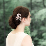 Rose gold floral hair comb with Austrian crystals - SHARON - Treasures by Agnes