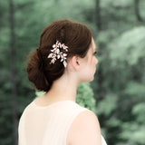 Rose gold floral hair comb with Austrian crystals - SHARON - Treasures by Agnes
