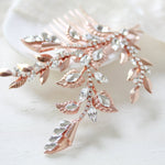 Rose gold floral hair comb with Austrian crystals - SHARON - Treasures by Agnes