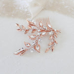 Rose gold floral hair comb with Austrian crystals - SHARON - Treasures by Agnes