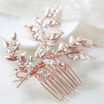 Rose gold floral hair comb with Austrian crystals - SHARON - Treasures by Agnes