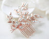 Rose gold floral hair comb with Austrian crystals - SHARON - Treasures by Agnes