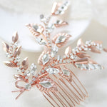 Rose gold floral hair comb with Austrian crystals - SHARON - Treasures by Agnes