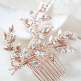 Rose gold floral hair comb with Austrian crystals - SHARON - Treasures by Agnes