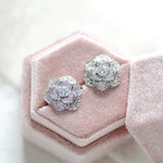 Rose gold flower stud CZ Bridal earrings Bridesmaid jewelry - MORGAN - Treasures by Agnes