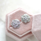 Rose gold flower stud CZ Bridal earrings Bridesmaid jewelry - MORGAN - Treasures by Agnes