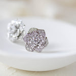 Rose gold flower stud CZ Bridal earrings Bridesmaid jewelry - MORGAN - Treasures by Agnes
