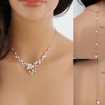 Rose gold Freshwater pearl Bridal backdrop necklace - AMARI - Treasures by Agnes