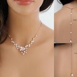 Rose gold Freshwater pearl Bridal backdrop necklace - AMARI - Treasures by Agnes