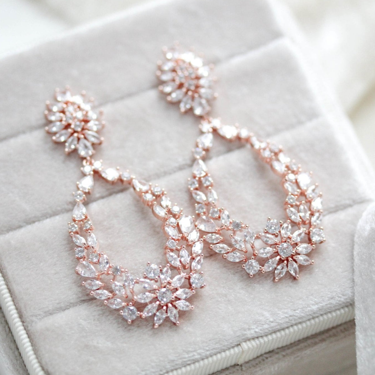 Ortyx hoop earrings, Triangle cut, Pink, Rose gold-tone plated | Swarovski
