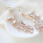 Rose gold leaf style crystal bridal earrings - ERIN - Treasures by Agnes