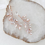 Rose gold leaf style crystal bridal earrings - ERIN - Treasures by Agnes