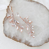 Rose gold leaf style crystal bridal earrings - ERIN - Treasures by Agnes