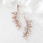 Rose gold leaf style crystal bridal earrings - ERIN - Treasures by Agnes