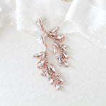 Rose gold leaf style crystal bridal earrings - ERIN - Treasures by Agnes