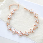 Rose gold marquise cubic zirconia Bridal bracelet - LAUREN - Treasures by Agnes