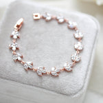 Rose gold marquise cubic zirconia Bridal bracelet - LAUREN - Treasures by Agnes