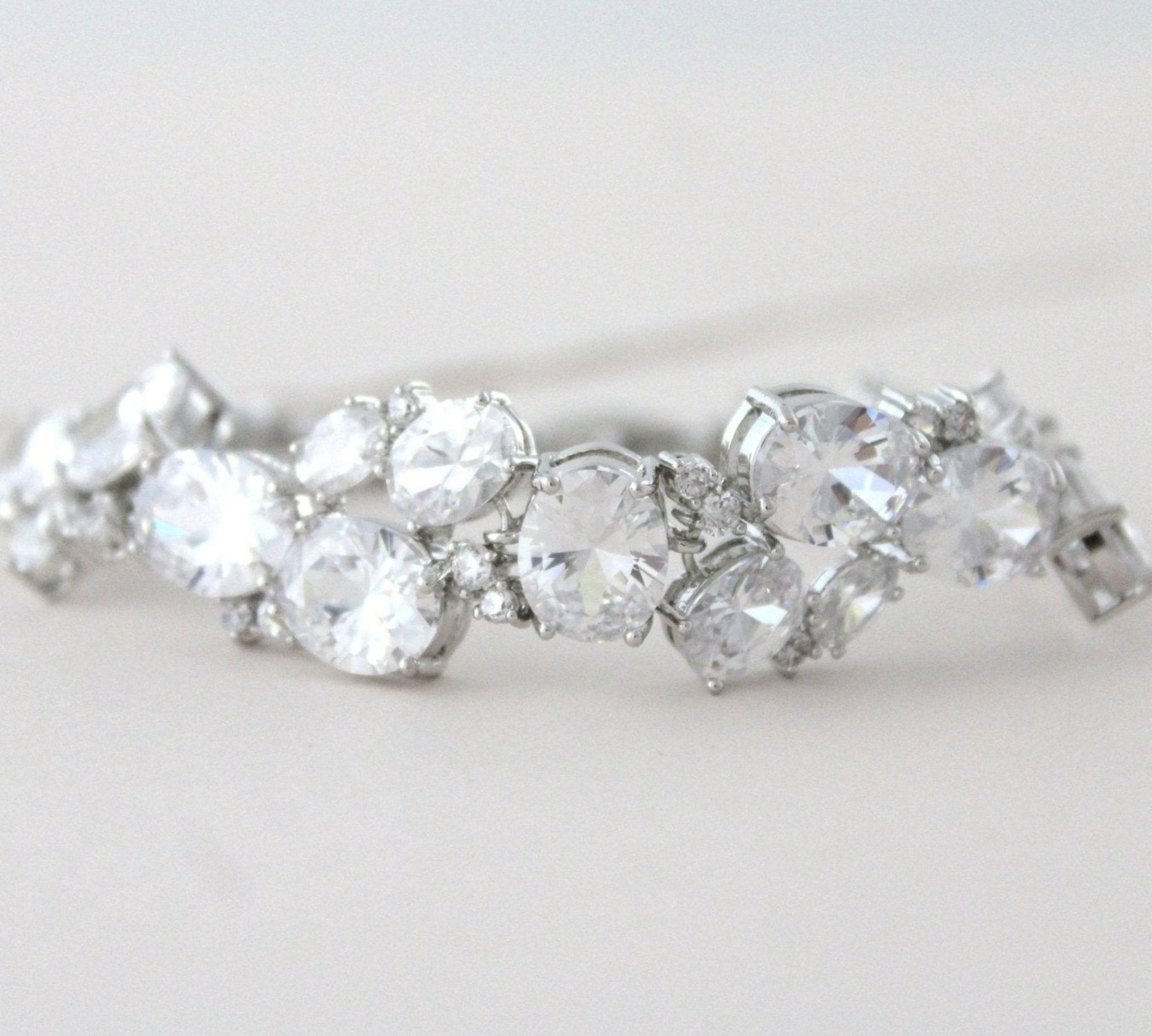 Rose gold oval cut Cubic Zirconia Bridal bracelet - ALEXA - Treasures by Agnes