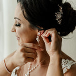 Rose gold pearl and crystal Bridal backdrop necklace - MIA - Treasures by Agnes