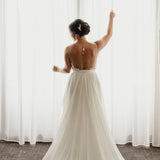 Rose gold pearl and crystal Bridal backdrop necklace - MIA - Treasures by Agnes