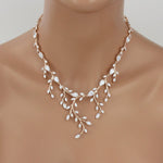 Rose gold statement backdrop necklace and earring set - APRILLE - Treasures by Agnes