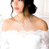 Rose gold statement backdrop necklace and earring set - APRILLE - Treasures by Agnes