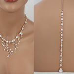 Rose gold statement backdrop necklace and earring set - APRILLE - Treasures by Agnes