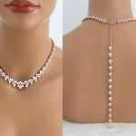 Rose gold statement backdrop necklace for bride - AUBREE - Treasures by Agnes