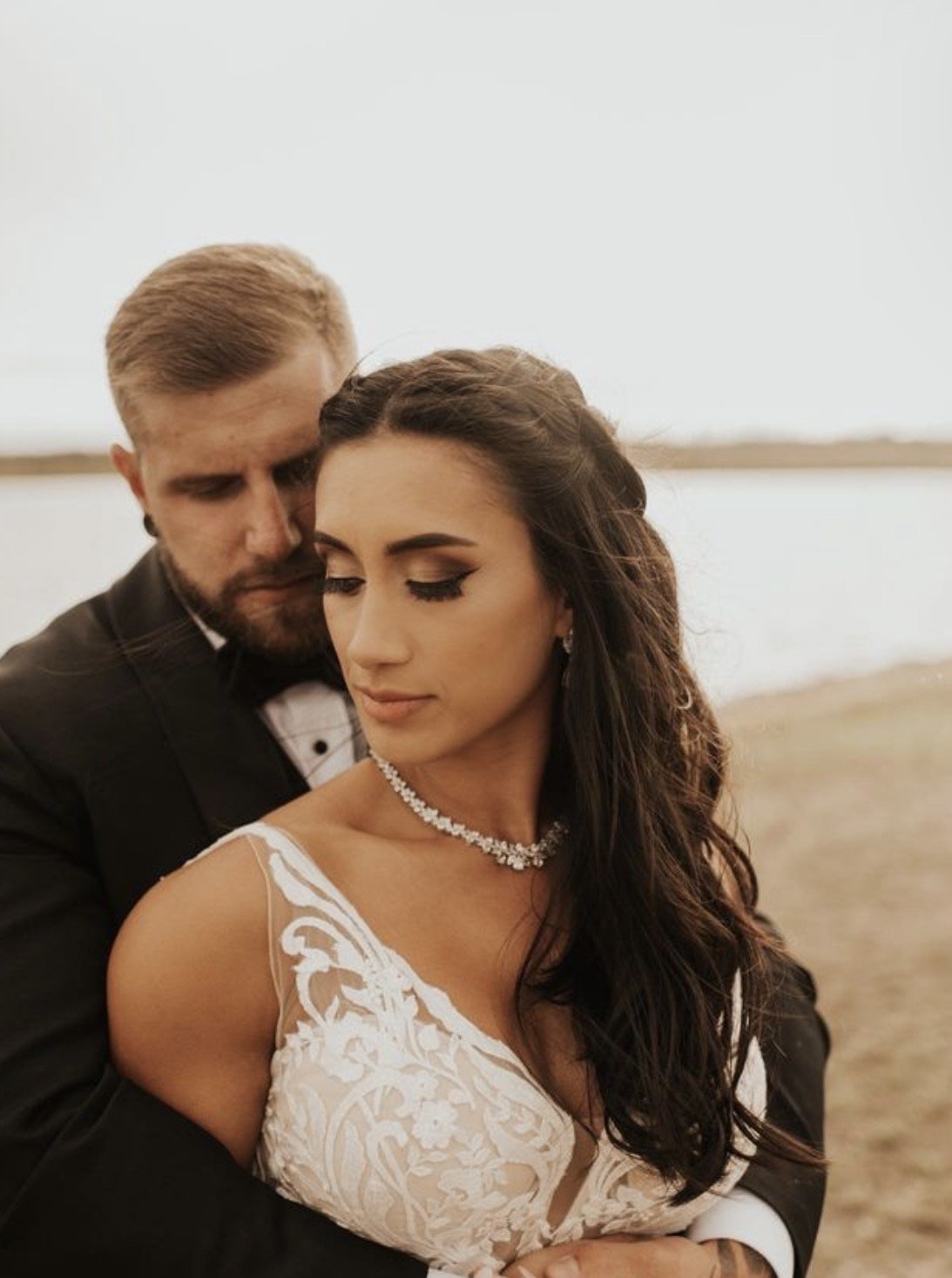 Rose gold statement backdrop necklace for bride - AUBREE - Treasures by Agnes