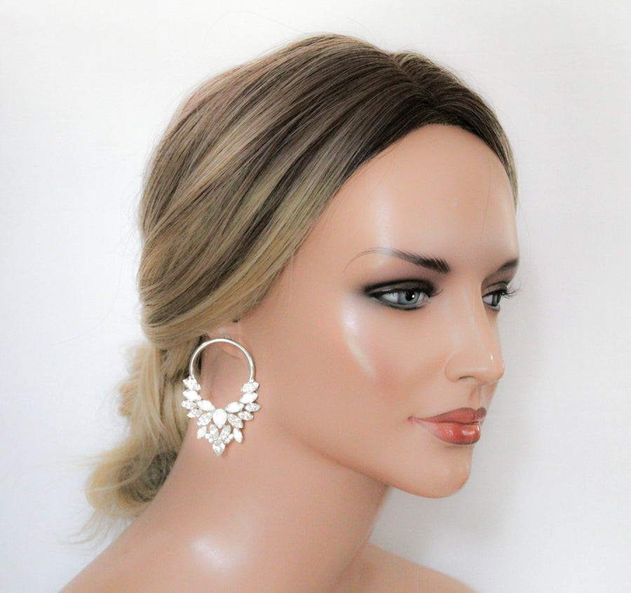 Rose gold Statement hoop earrings with morganite crystals - ANASTASIA - Treasures by Agnes