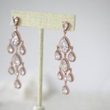 Rose gold Teardrop Chandelier bridal earrings - Treasures by Agnes