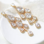 Rose gold Teardrop Chandelier bridal earrings - Treasures by Agnes