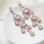 Rose gold Teardrop Chandelier bridal earrings - Treasures by Agnes
